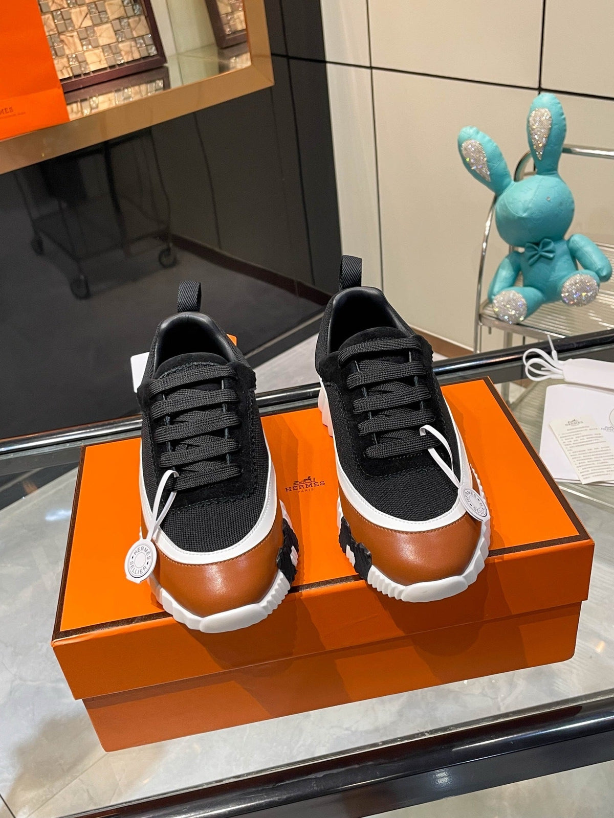 H Striped Leather Sneakers
