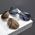 Rimless Gold-Tone Shield Sunglasses