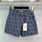 Denim monogram shorts