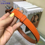 Orange Adjustable Leather Belt 18MM