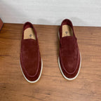 Burgundy Suede Slip-On Loafers