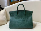 40 Ostrich Malachite with Gold Hardware Bag