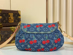 Shoulder Bag Monogram Denim Cerise