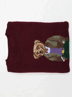 Burgundy Bear Knit Sweater
